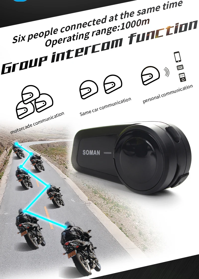 1000 м Универсальный Сопряжение Bluetooth Шлем Интерком группа говорить мотоцикл переговорные Bluetooth шлем гарнитура с FM SM-M2