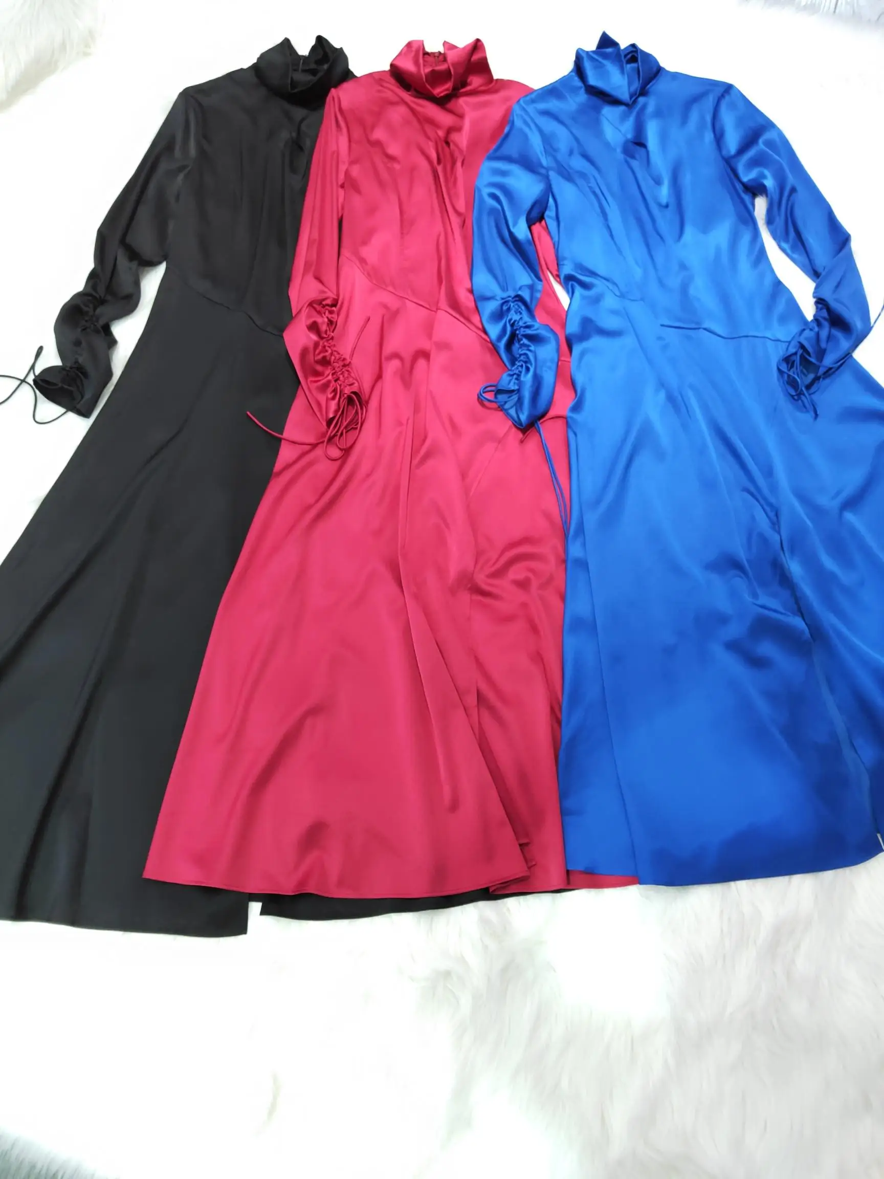 

2019 New Fashion Women Dress Long Sleeve Solid Color Dresses 0823