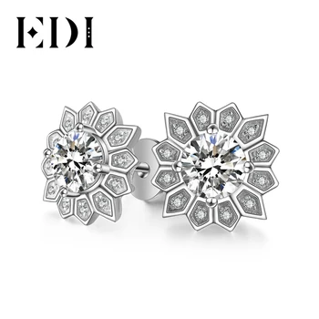 

EDI Classic 1.2CTW Round Cut Moissanite Diamond 14K 585 White Gold Wedding Earrings For Women Fine Jewelry Gifts