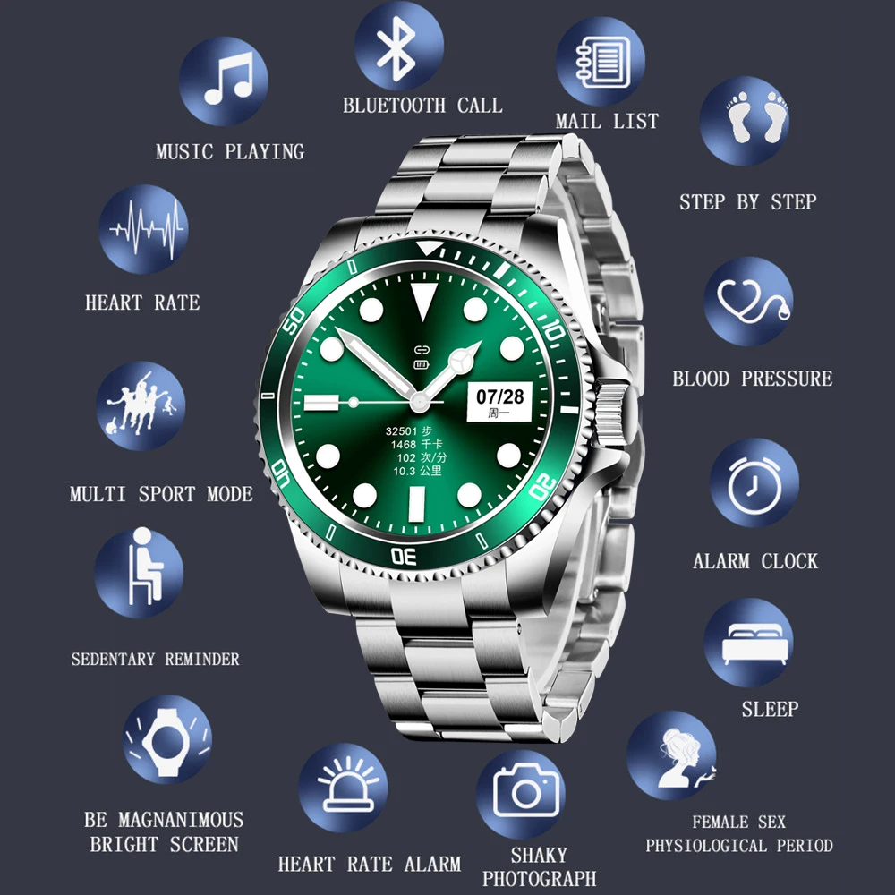 

LIGE Smart Ladies Watch Men Bluetooth Call Smartwatch Full Touch Screen Heart Rate Monitor Waterproof Fitness Watch Android iOS