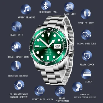 

LIGE Smart Ladies Watch Men Bluetooth Call Smartwatch Full Touch Screen Heart Rate Monitor Waterproof Fitness Watch Android iOS