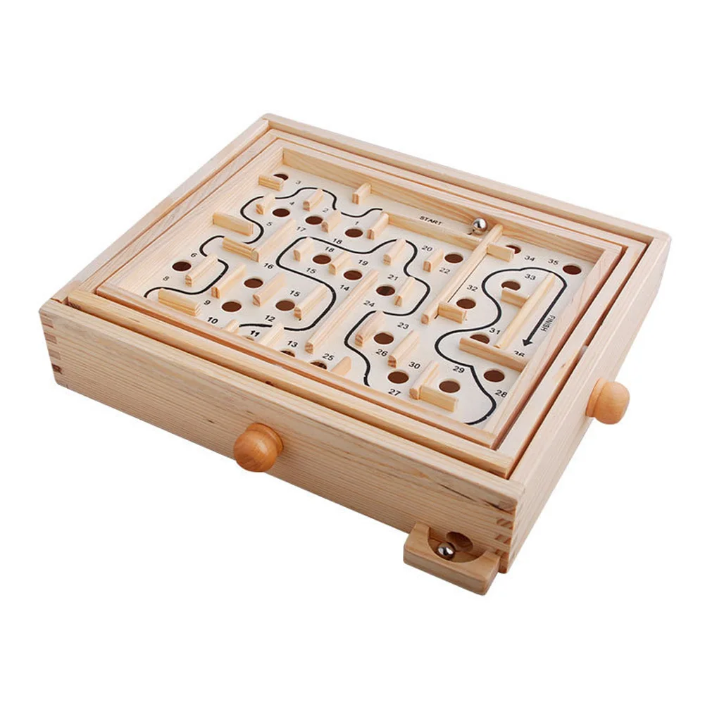 Board Antistress 3D Wooden Maze Handcrafted Desktop Game Labyrinth Toy Traditional Moving Balls Balance Intellectual Kids Adults