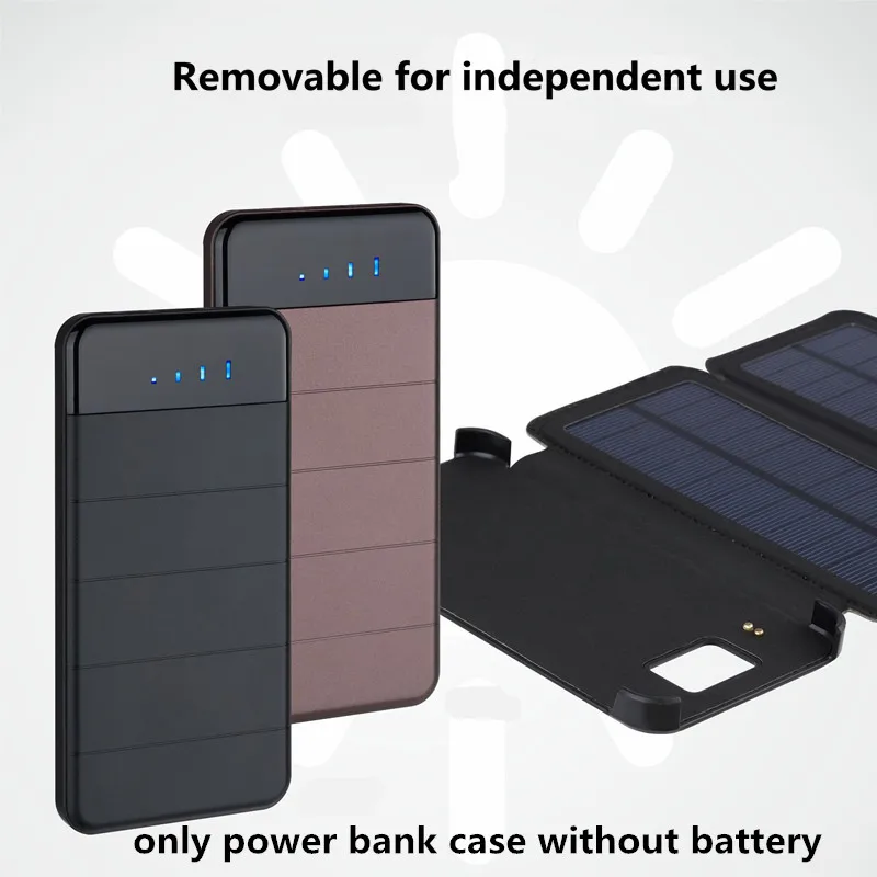 Foldable Solar Power Bank Case Diy Charger Waterproof Detachable