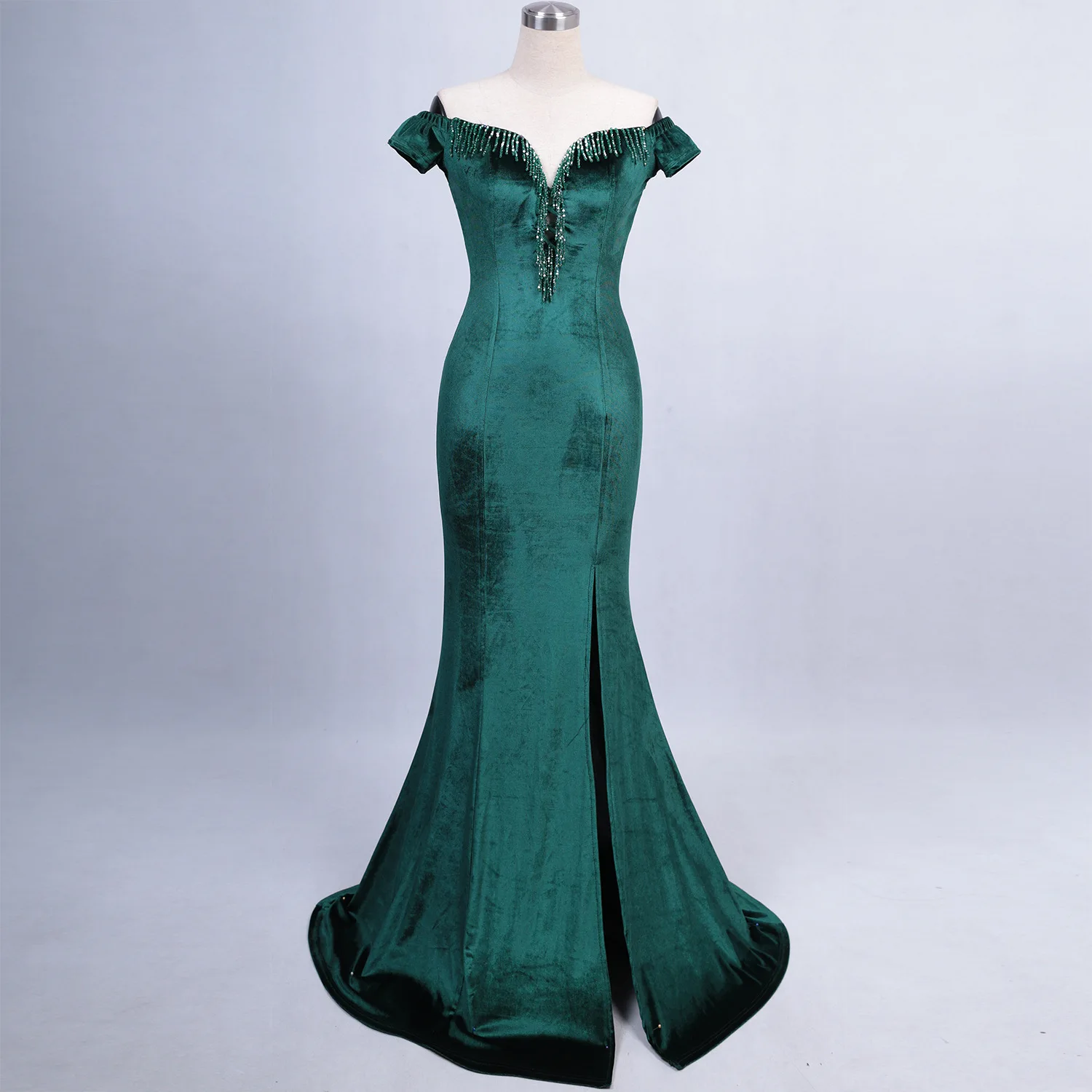 Robe De Soiree сексуальные велюровые вечерние платья ES2891 с v-образным вырезом элегантные с открытыми плечами зимние осенние бархатные вечерние платья