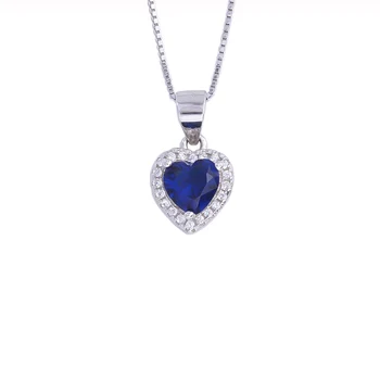 

Sapphire Love Heart Necklace For Women 925 Sterling Silver Blue Gems Heart Pendants Choker CZ Lace Fashion Jewelry Gifts