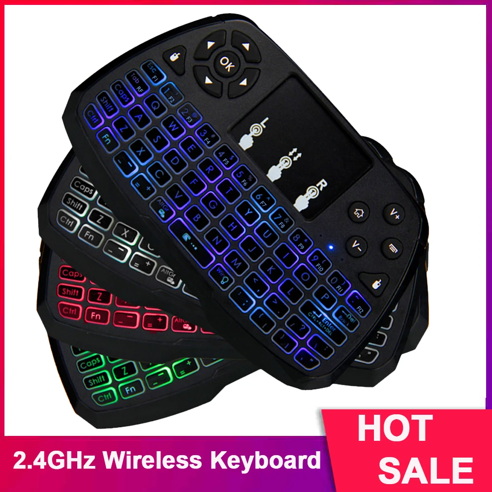 Беспроводная игровая клавиатура 2 4 GHz RU/EN Mini Touchpad Air Mouse ручной пульт