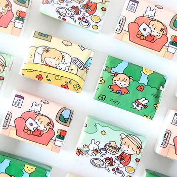 

4PC Creative Cute I Printed Handkerchief Paper Portable Packet Paper Towel Cartoon Pattern Napkin Toilet Paper