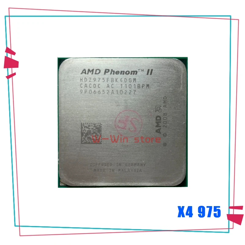 Процессор AMD Phenom II X4 975 (3 6 ГГц/6 МБ/4 ядра/разъем AM3/938-pin) HDZ975FBK4DGM для настольного