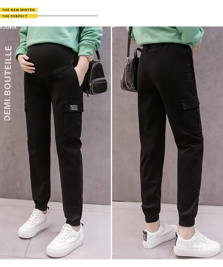 Карманные хлопковые брюки для беременных Брюки для беременных женщин спортивные брюки хаки брюки с высокой талией брюки для будущих мам уличная одежда