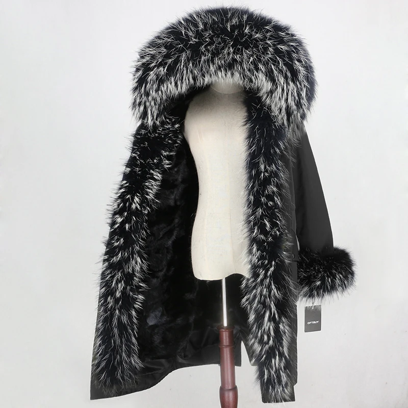 Женская парка со съемной подкладкой OFTBUY длинная непромокаемая из натурального