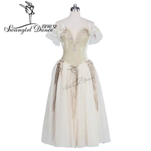 Бархатное бежевое романтическое балетное платье-пачка длинное балетное платье для девочек профессионального балетного платья-пачки BT9048