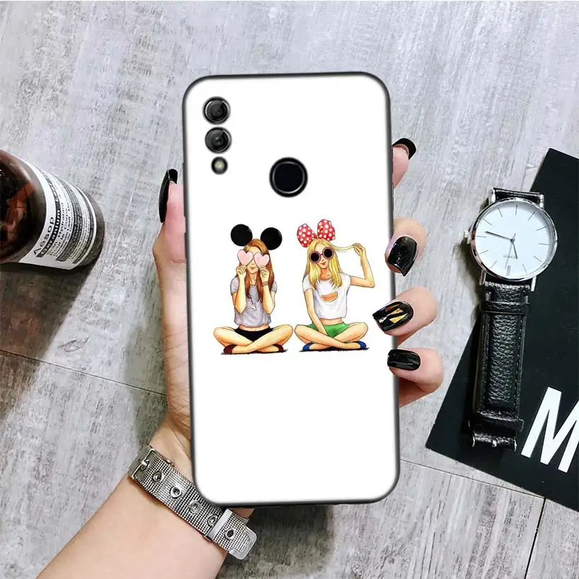 С надписью Best Friends; Черная крышка чехол для телефона для huawei Y9 Y5 Y6 Y7 Honor 10 9 Lite 9X8X8 S 8A фотоаппаратов моментальной печати 7S 7A 10i 20i V20 Coque