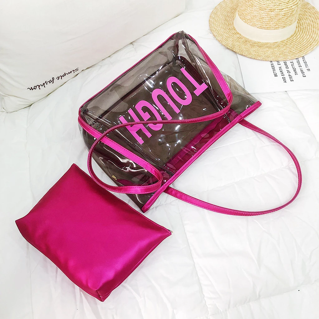 Clear Transparent PVC Shoulder Bags Women Candy Color Jelly Bags Purse Handbags Beach Travel Crossbody Shopping Totes 821