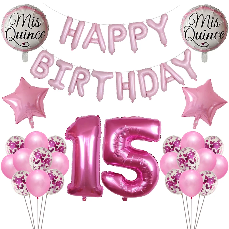 1 комплект Mis Quince my Fight 15th лет шары для дня рождения цифры 15 Балон испанская девушка