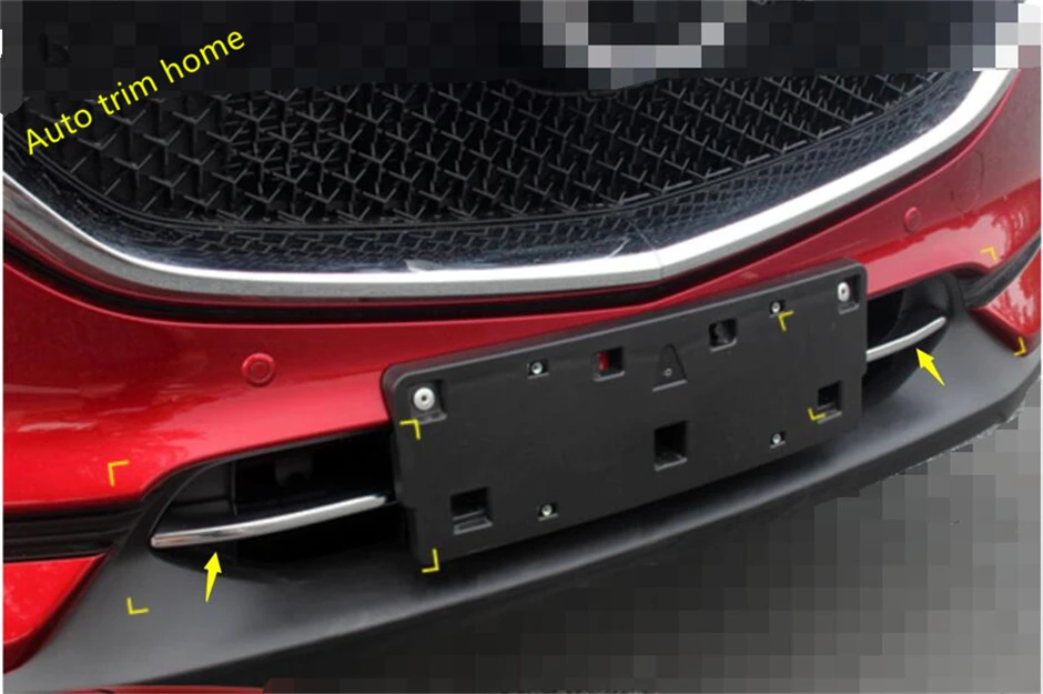 

Lapetus Exterior Refit Kit Fit For Mazda CX-5 CX5 2017 2018 2019 ABS Chrome Front Bumper Bottom Grille Grill Stripes Cover Trim