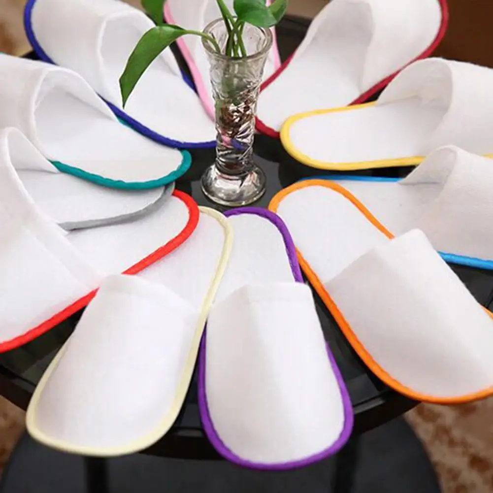 1/10PCS Unisex Home Guest Hotel Slipper Travel White Cotton Portable Disposable Slippers Salon Spa Indoor Non-slip Adult Slipper 4
