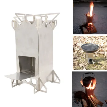 

Practical Mini Cooking Picnic Outdoor Barbecue Stove Portable Lightweight Stainless Steel Wood Burning Camping Folding Grill