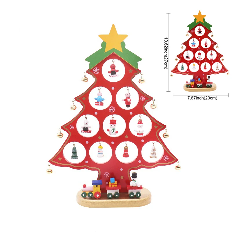 Wooden Artificial Desk Christmas Tree For Home Xmas Decorations Ornaments Kids Mini Wood tree Gift Cristmas Party Decoration