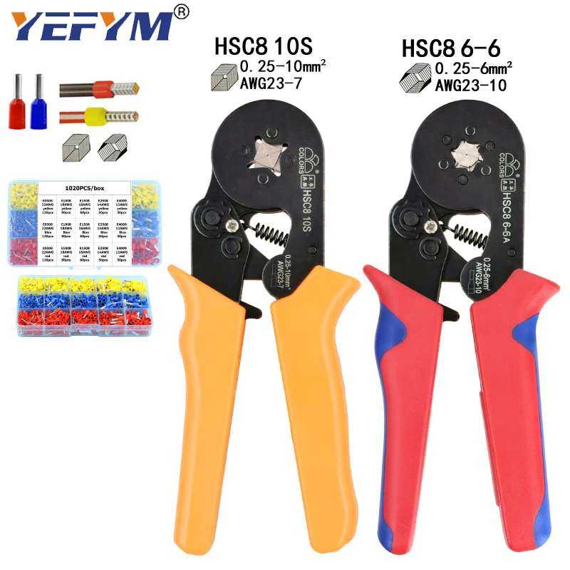 HSC8 10S обжимные плоскогубцы 0 25 10 мм2 23 7AWG 6 с коробкой Тип трубки игольчатый тип