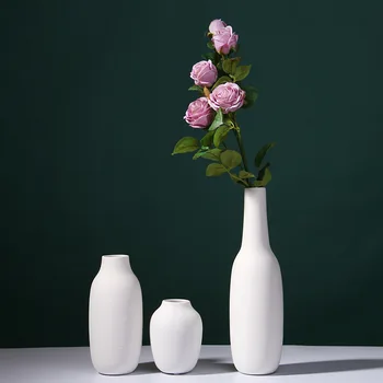 

Simple Nordic style pure white thread plain fired ceramic vase dry flower arrangement device home soft decoration