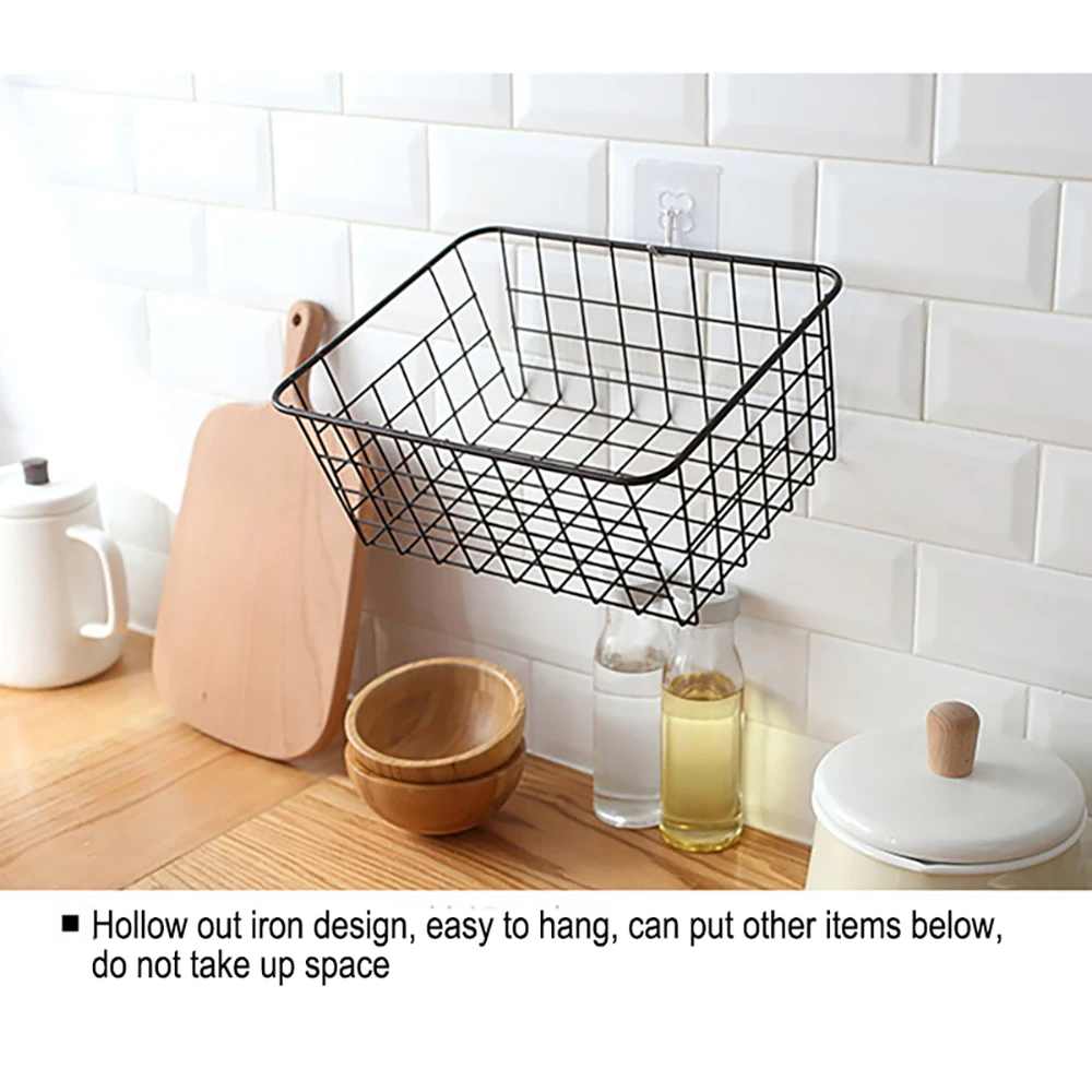 

Iron Art Wire Wrought Storage Basket Home Desktop Metal Sundries Organizer Kitchen Sundries Container