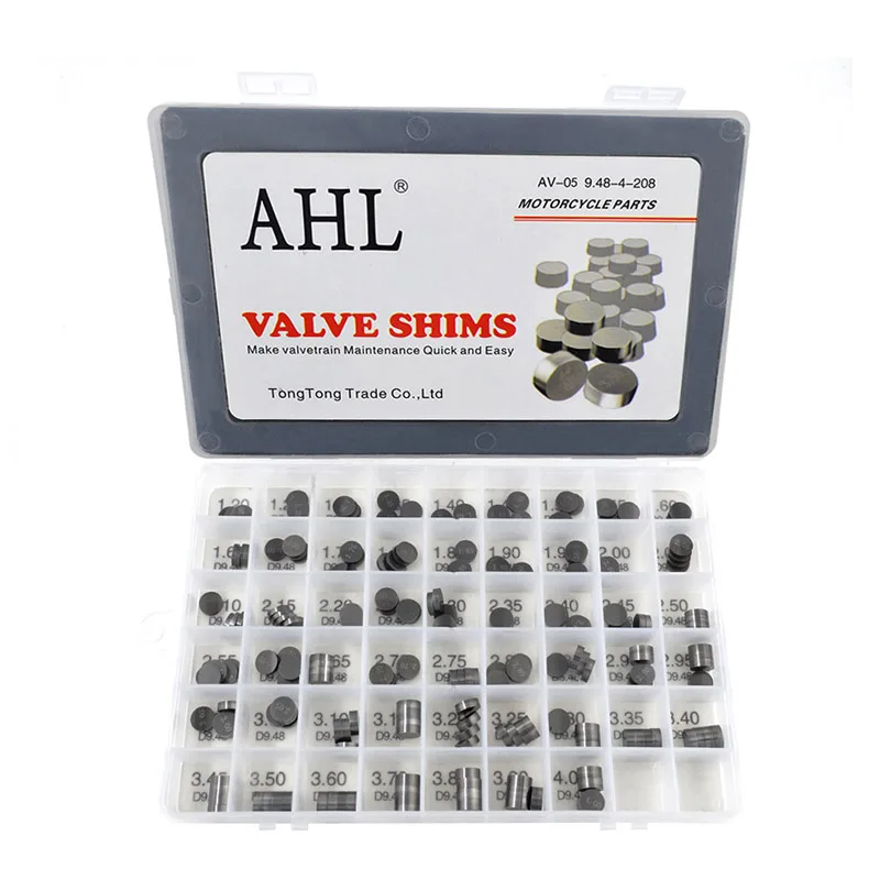 AHL 208pcs Motorcycle Engine Parts Adjustable Valve Pad Shims 9.48 mm Complete Valve Shim Kit Cams 1.2 ~ 4.0