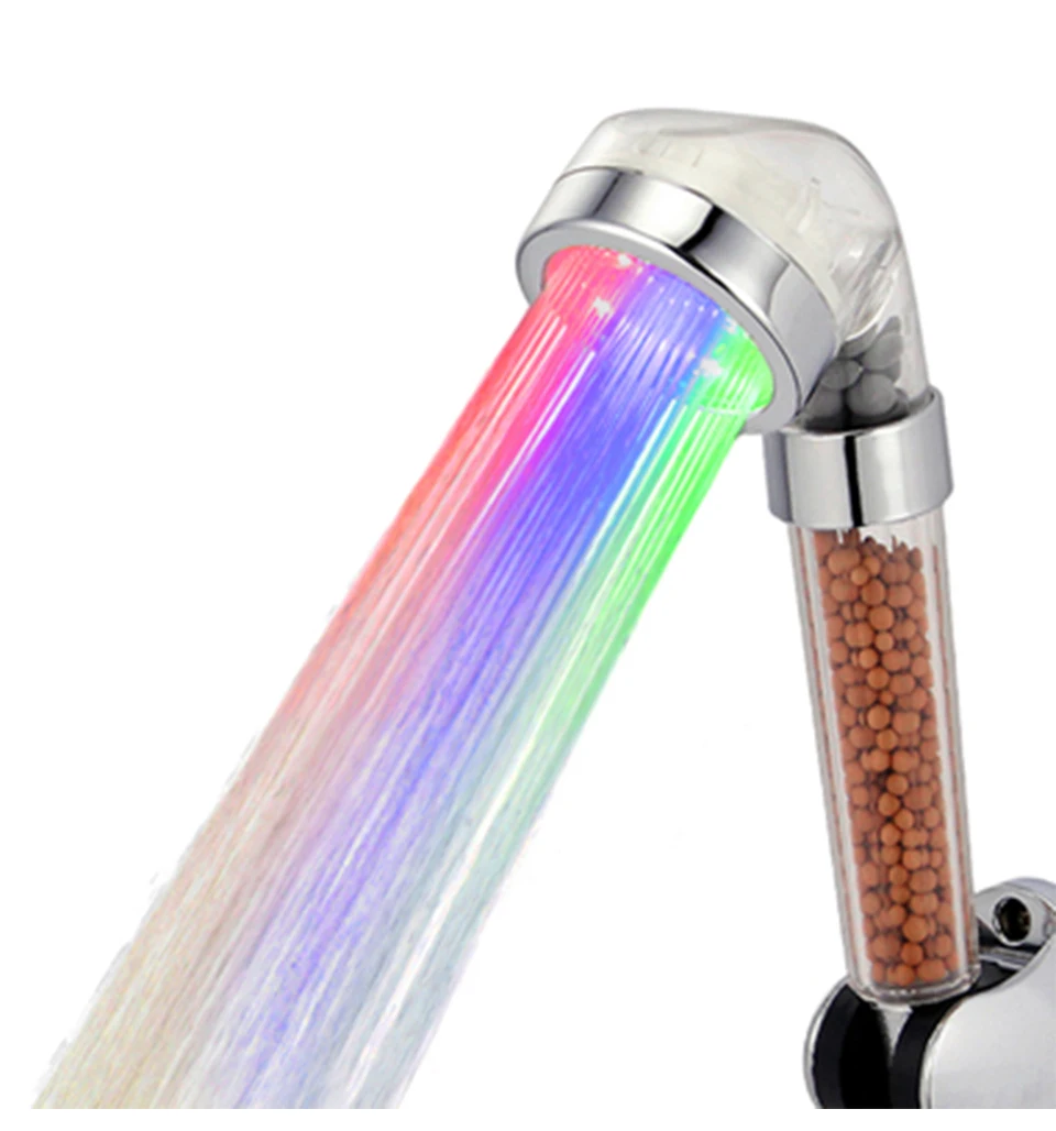 High Pressure Removable Rain Bathroom Sprinklers Filter Balls Spa Water Saving Sprayer Temperature Control Self-held Shower Head