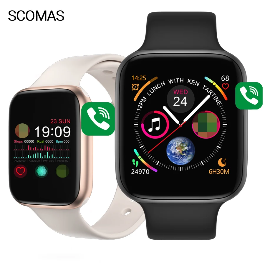 SCOMAS IWO 8 Plus Smart Uhr 1,54  Touchscreen Herz Rate Blutdruck Monitor Bluetooh Anruf Für iOS Android 44mm Smartwatch