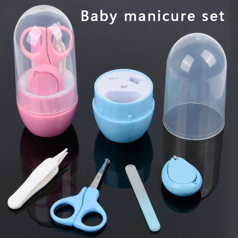 4Pc/set Portable Baby Manicure Kit Kids Safe Nail Clipper Scissor File Tweezer Cutter With Box Daily Nail Care Tool Professional