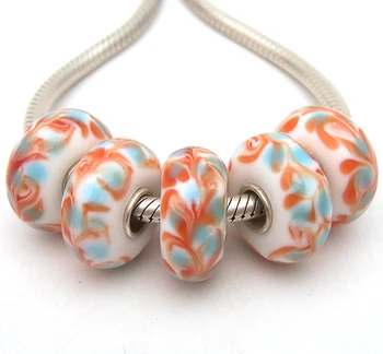 

JGWG2306 5X 100% Authenticity S925 Sterling Silver Beads Murano Glass beads Fit European Charms Bracelet diy jewelry Lampwork