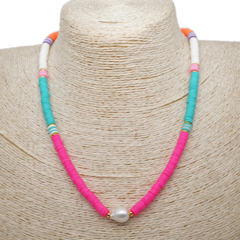Go2Boho колье с натуральным жемчугом для женщин ювелирные изделия Heishi бусы чокер