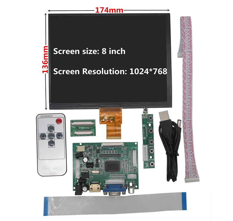 HDMI/VGA/AV плата управления драйвером+ " дюймовый HE080IA-01D 1024*768 высокий ЖК-дисплей для Lattepanda, Raspberry Pi Orange Pi Mini compute