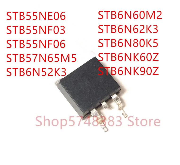 10 шт. STB55NE06 STB55NF03 STB55NF06 STB57N65M5 STB6N52K3 STB6N60M2 STB6N62K3 STB6N80K5 STB6NK60Z STB6NK90Z TO-263 | Электроника