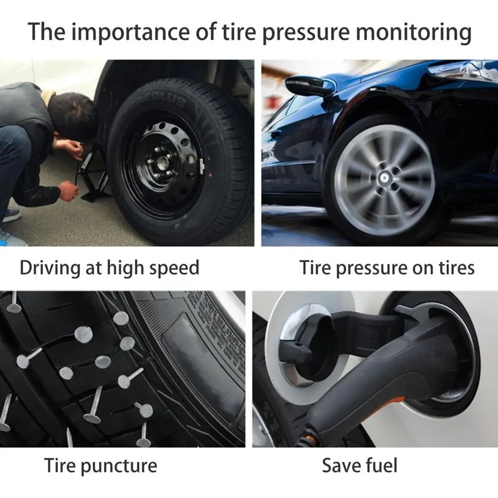 Умный автомобиль TPMS в режиме реального времени, система контроля давления на солнечной батарее, ЖК-Цифровая автоматическая система охранной сигнализации