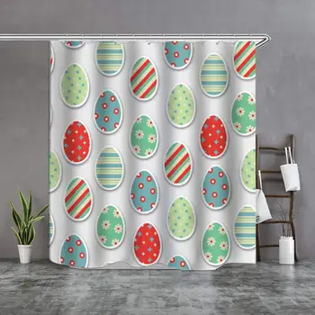 

Easter Eggs Shower Curtain Thick Polyester Waterproof Bathroom Shower Curtains with Hooks for Home Decoration - Multicolor