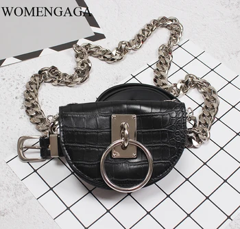 

loose Pu Leather Black Mini-bag Split Joint Chain Long Wide Belt Personality Women Fashion Tide All-match Spring 2020 8QU9