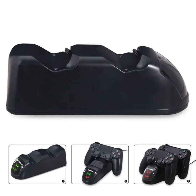 Контроллер Dual usb зарядное устройство док-станция для PS4/PS4 Slim/PS4 Pro контроллер(черный