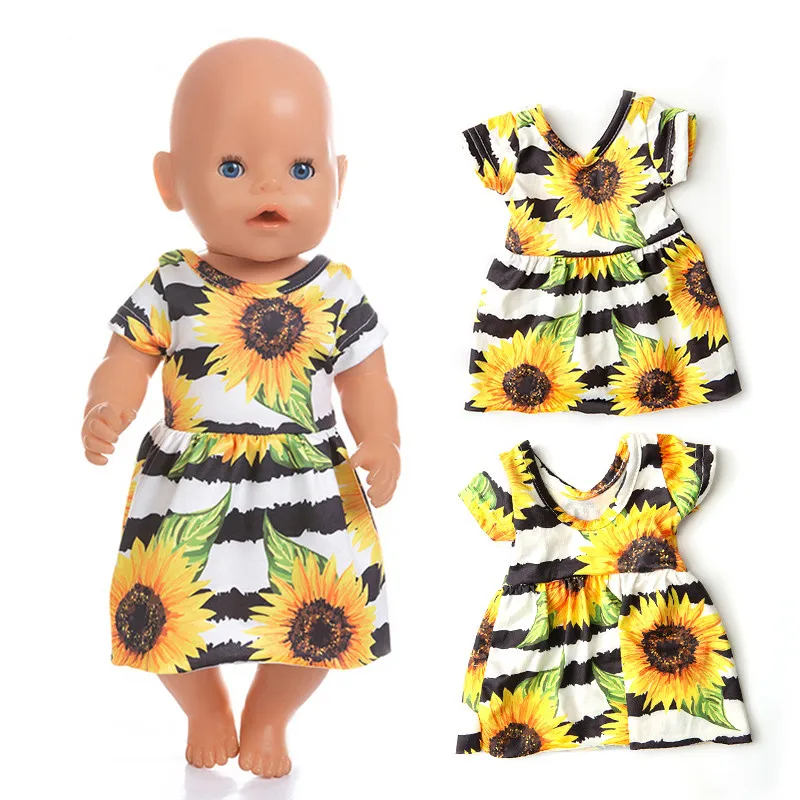 

Fit 18 inch 43cm Doll Clothes Accessories Born Baby Flamingo yellow red blue yarn sunflower skirt suit For Baby Birthday Gift