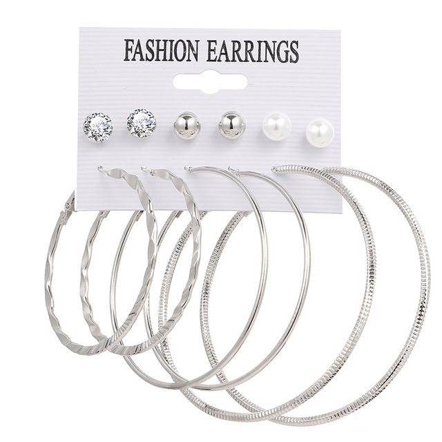 Fashion Women's Earrings Set Pearl Hoop Earrings For Women 2021 Bohemian Geometric Big Circle Gold Star Heart Earring Jewelry