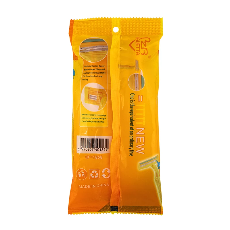 IGUETTA Men Razor For Face and Legs Yellow 5pcs Disposable Razor Two-Layer Blade Comfortable  Manual Razor Face Shaver For Women
