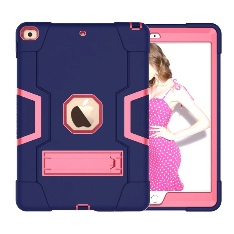navy and rose Силиконовый+ PC противоударный чехол для iPad 10,2 A2198 A2200 A2232 Сверхмощный жесткий чехол Полный корпус rotection+ подарки - Цвет: navy and rose