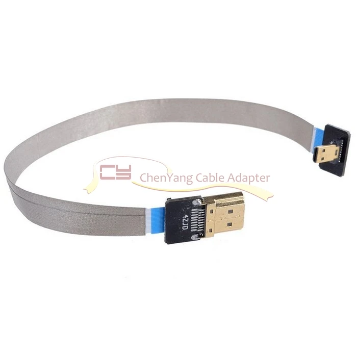 Micro HDMI 90 градусов вверх угловой FPV к HDMI Мужской FPC плоский кабель для мультикоптера аэрофотосъемки A5000 A6000 A7R 0,2 m/0,5 m