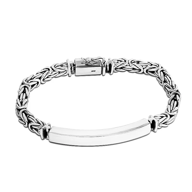 

925 Silver Accessories Cool Men's Ping An Pattern Bracelet