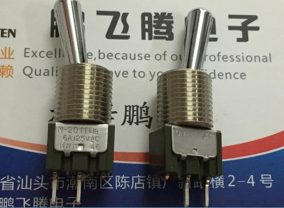 

1PCS Imported Japanese NKK M-2011L/B toggle switch 2 feet 2 gear shaking head rocker switch 12mm 6A125V
