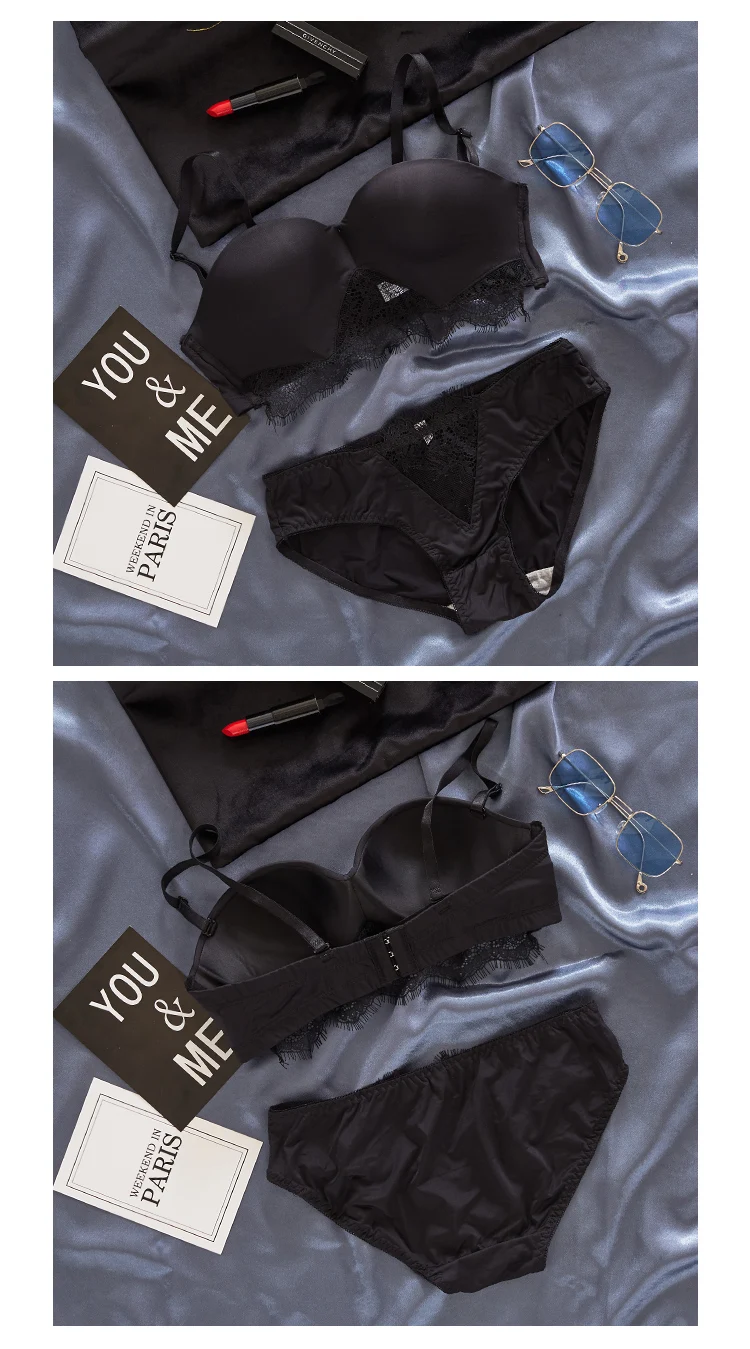 1/2 cup dress Sexy Underwear Set seamless Bras peri Brassiere Women Lingerie Set pure color Push up girls Bra Panties Sets