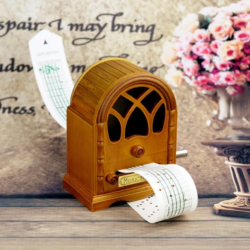 

Free shipping Wooden music box DIY hand paper bag furnishing articles Christmas gifts wholesale music box birthday present