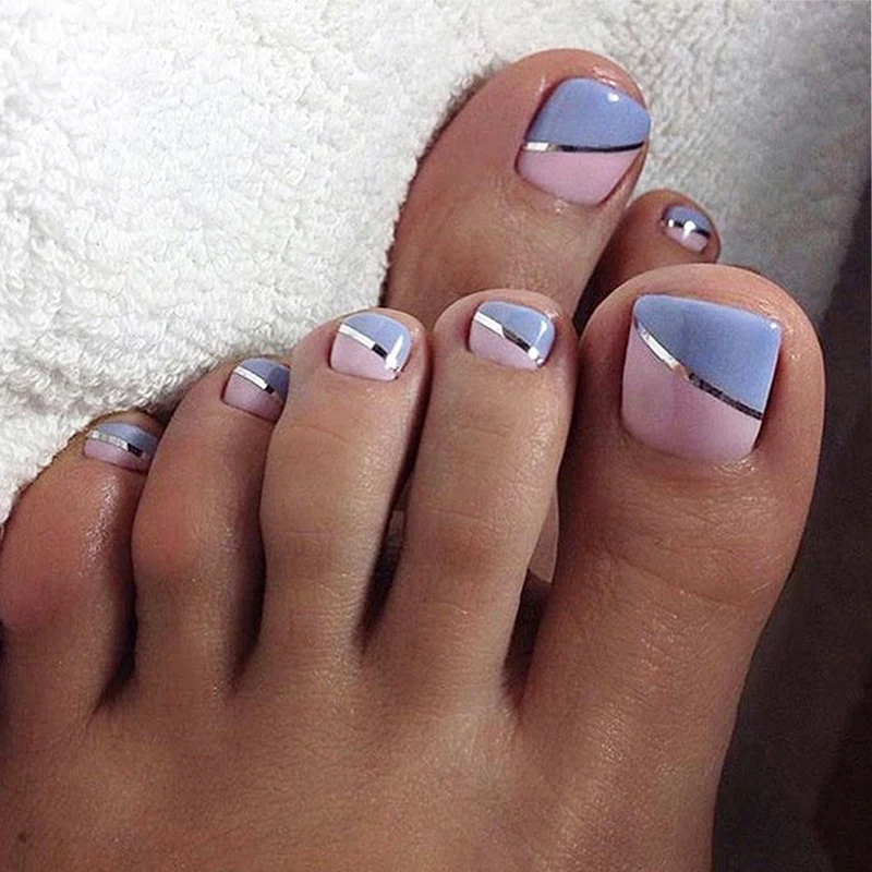 Uñas postizas para dedos de los pies, accesorio sencillo y extraíble para el verano, para chicas y mujeres, 24 piezas
