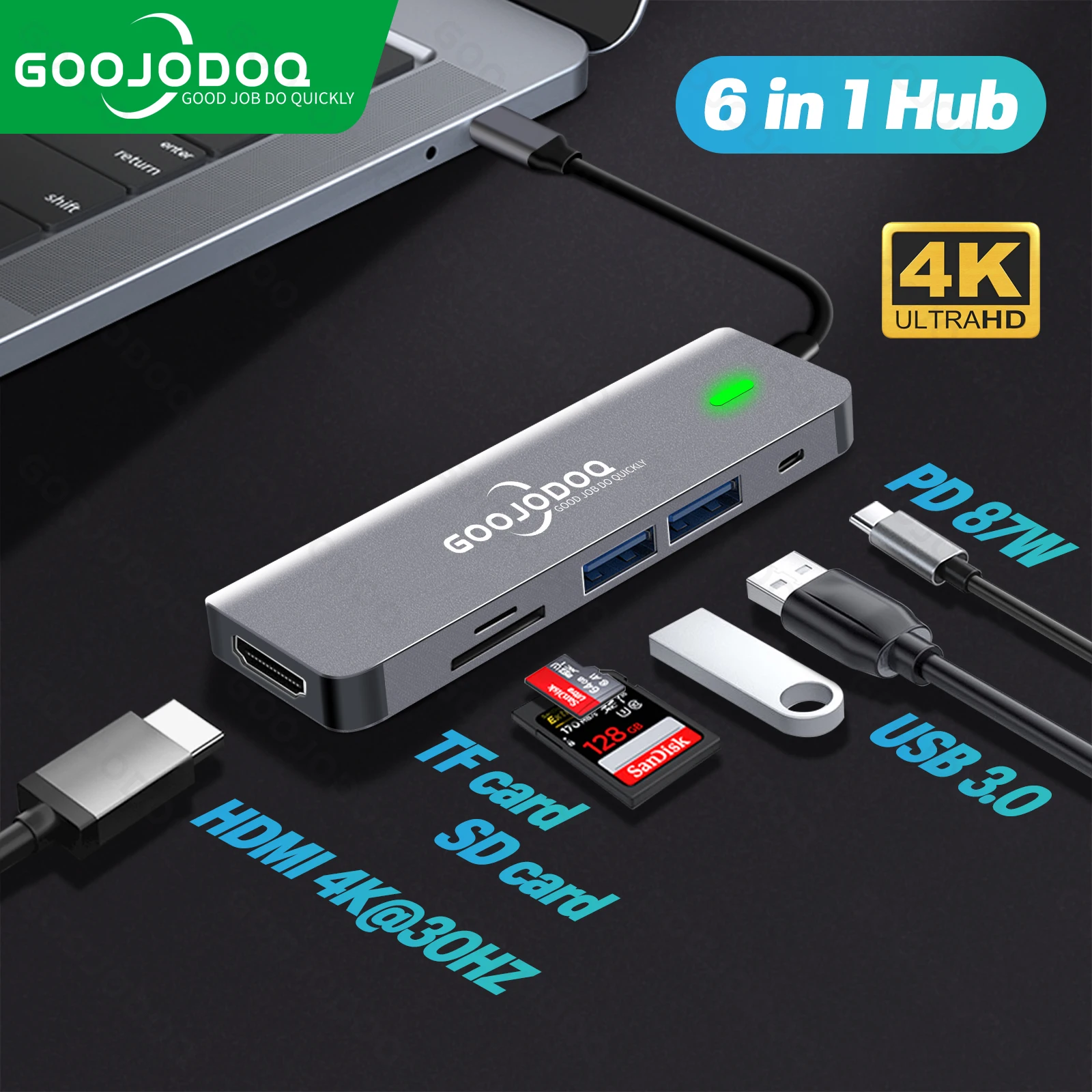 USB HUB C HUB Adapter 6 in 1 USB C to USB...