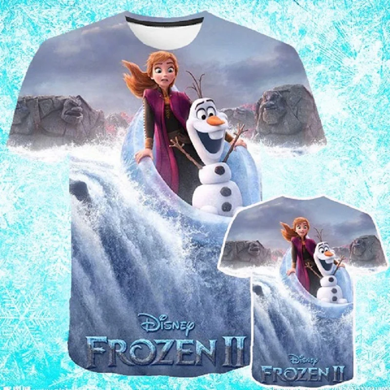 Футболки, новая летняя футболка для маленьких девочек 2-8 лет, одежда с аниме, футболка, Анна, Снежная королева, Эльза, футболка с принтом для девочек