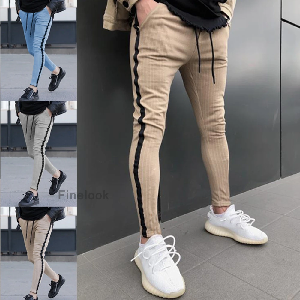 Новые популярные мужские штаны для бега повседневные спортивные брюки облегающие брюки для бега обтягивающие лоскутные брюки с карманом для спортзала